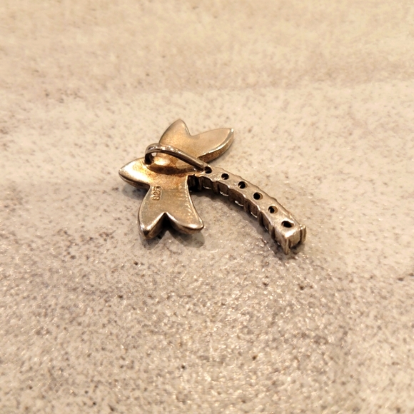 Silver Blue Opal Palm Tree Necklase 18" - Picture 5 of 5